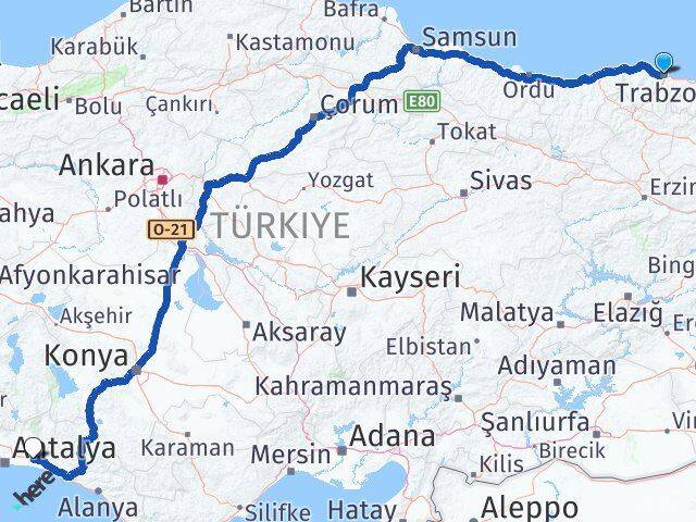 Trabzon Serik Antalya Arası Kaç Km - Yol Haritası