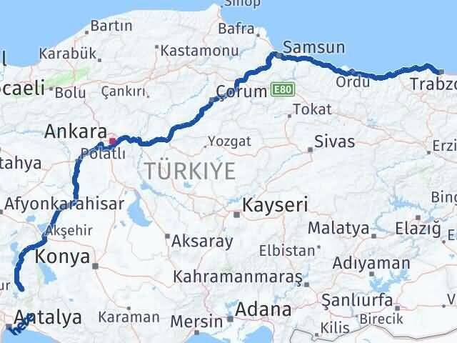 Trabzon Sütçüler Isparta Arası Kaç Km - Yol Haritası