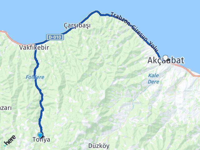 Trabzon Tonya Akçaabat Arası Kaç Km - Yol Haritası