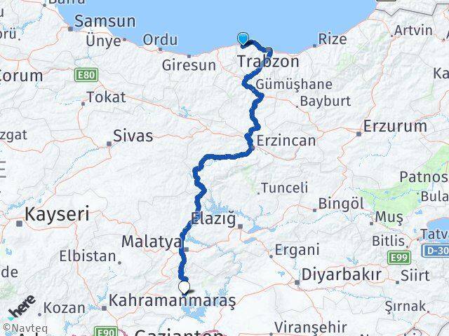 Trabzon Vakfıkebir Adıyaman Arası Kaç Km - Yol Haritası