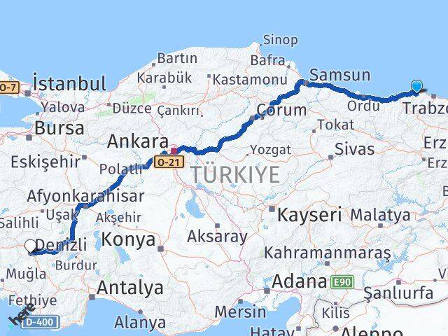 Trabzon Vakfıkebir Denizli Arası Kaç Km - Yol Haritası