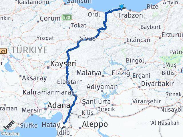 Trabzon Vakfıkebir Hatay Arası Kaç Km - Yol Haritası