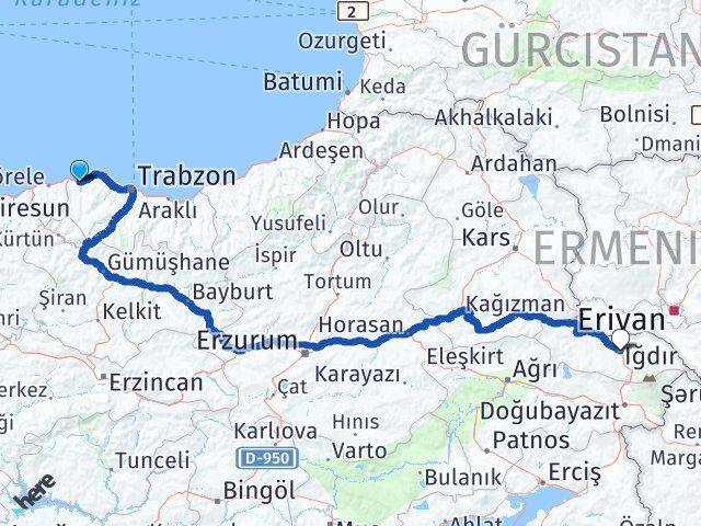 Trabzon Vakfıkebir Iğdır Arası Kaç Km - Yol Haritası