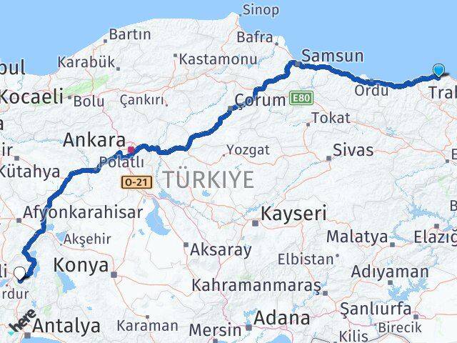 Trabzon Vakfıkebir Isparta Arası Kaç Km - Yol Haritası