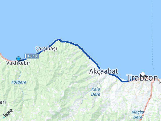 Trabzon Vakfıkebir Ortahisar Arası Kaç Km - Yol Haritası