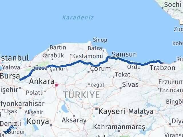 Trabzon Yenipazar Bilecik Arası Kaç Km - Yol Haritası