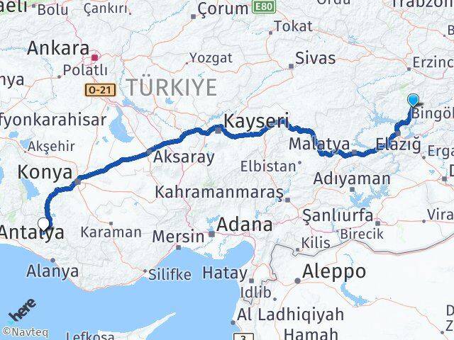 Tunceli Akseki Antalya Arası Kaç Km - Yol Haritası