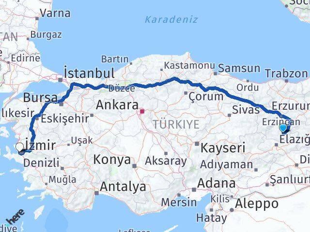 Tunceli Balçova İzmir Arası Kaç Km - Yol Haritası