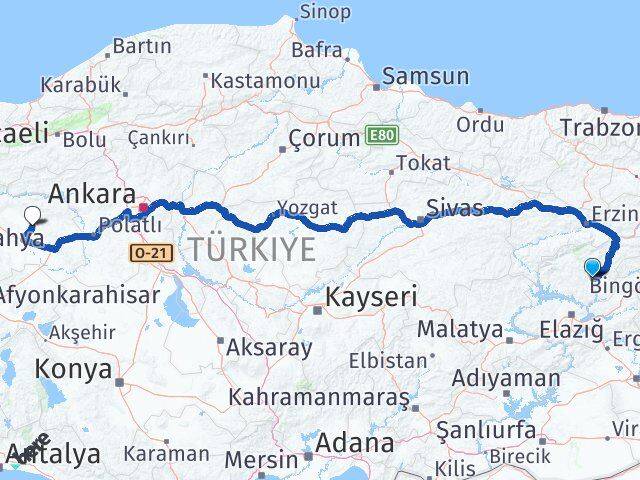 Tunceli Beylikova Eskişehir Arası Kaç Km - Yol Haritası