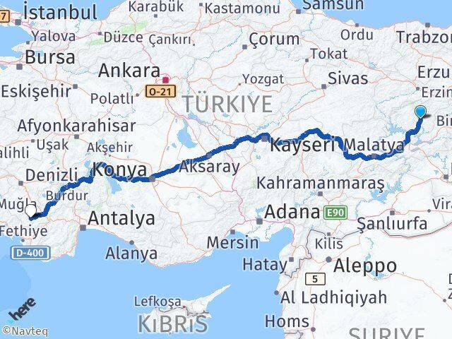 Tunceli Çameli Denizli Arası Kaç Km - Yol Haritası