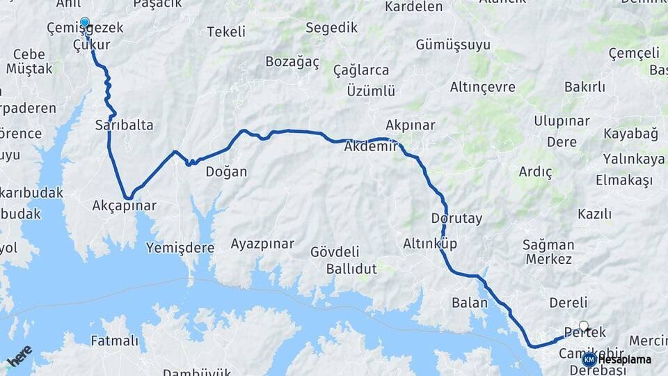 Tunceli Çemişgezek Pertek Arası Kaç Km - Yol Haritası