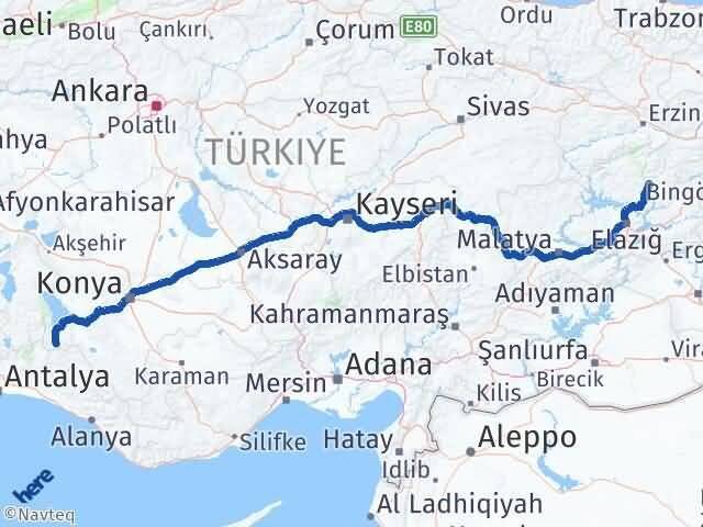 Tunceli Derebucak Konya Arası Kaç Km - Yol Haritası