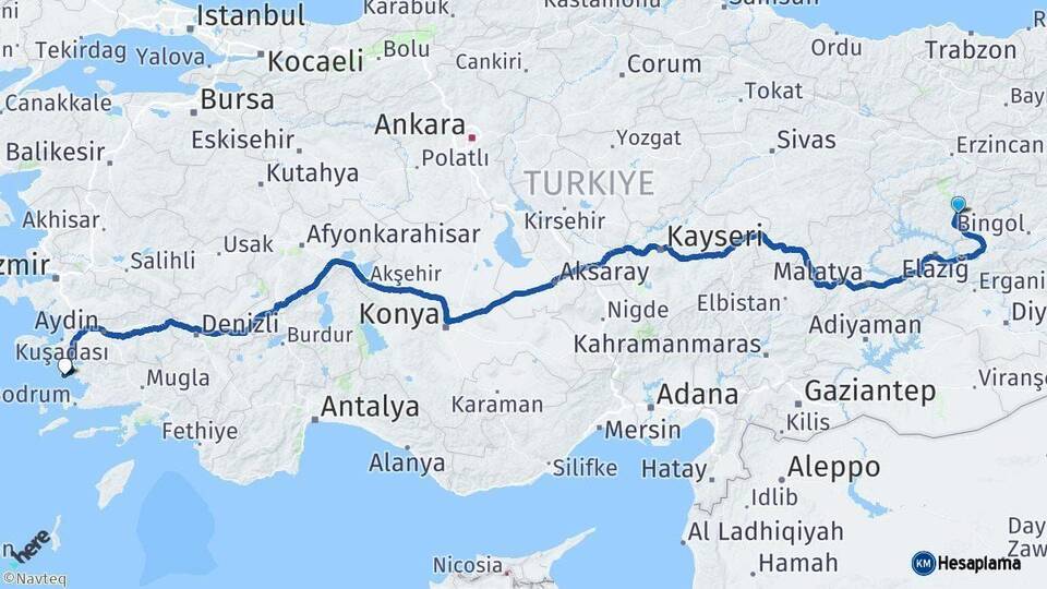 Tunceli Didim Aydın Arası Kaç Km - Yol Haritası