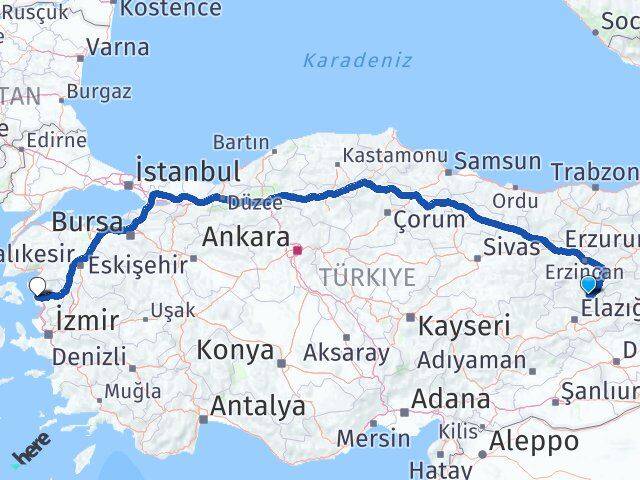 Tunceli Dikili İzmir Arası Kaç Km - Yol Haritası