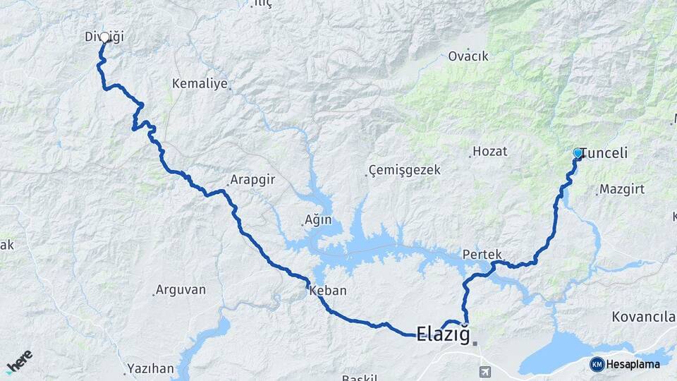 Tunceli Divriği Sivas Arası Kaç Km - Yol Haritası