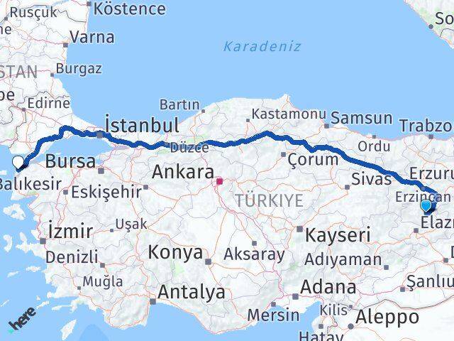 Tunceli Eceabat Çanakkale Arası Kaç Km - Yol Haritası