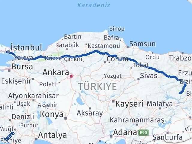Tunceli Esenler İstanbul Arası Kaç Km - Yol Haritası