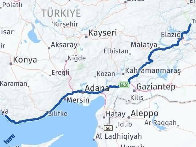 Tunceli Gazipaşa Antalya Arası Kaç Km - Yol Haritası