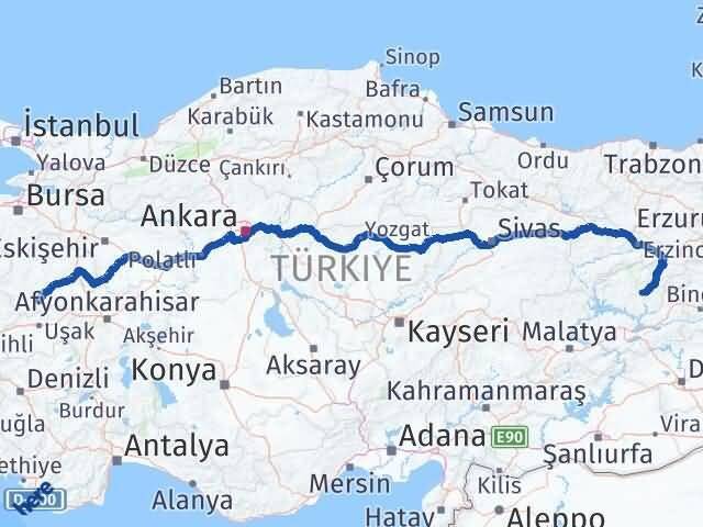 Tunceli Gediz Kütahya Arası Kaç Km - Yol Haritası