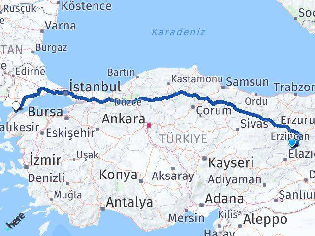 Tunceli Gelibolu Çanakkale Arası Kaç Km - Yol Haritası