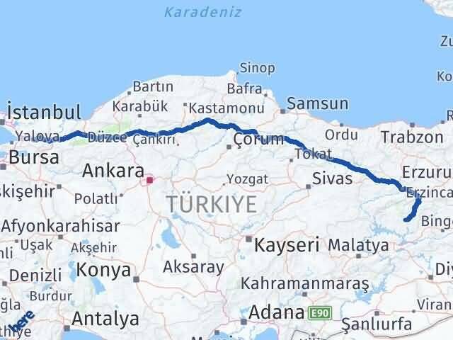 Tunceli Gölcük Kocaeli Arası Kaç Km - Yol Haritası
