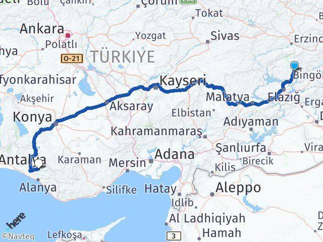 Tunceli Gündoğmuş Antalya Arası Kaç Km - Yol Haritası