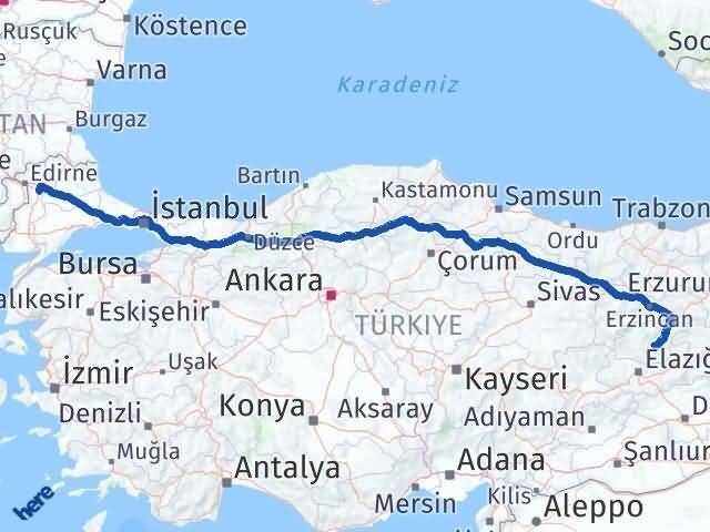 Tunceli Havsa Edirne Arası Kaç Km - Yol Haritası