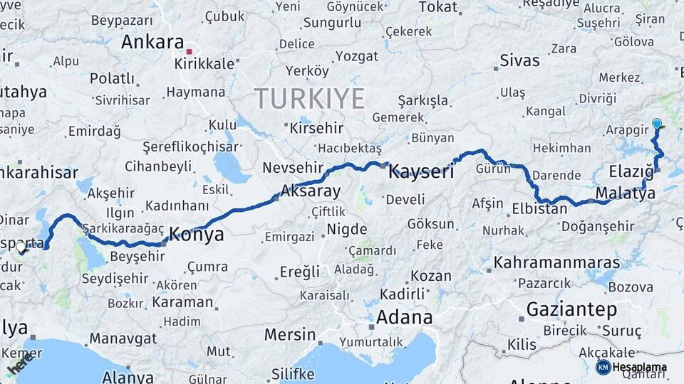 Tunceli Hozat Isparta Arası Kaç Km - Yol Haritası