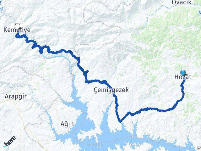 Tunceli Hozat Kemaliye Erzincan Arası Kaç Km - Yol Haritası