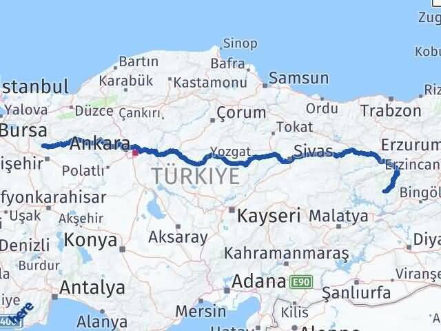 Tunceli İnhisar Bilecik Arası Kaç Km - Yol Haritası