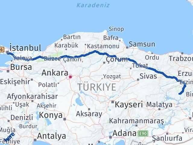 Tunceli Kadıköy İstanbul Arası Kaç Km - Yol Haritası