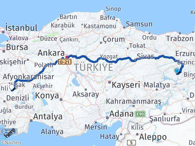 Tunceli Karahallı Uşak Arası Kaç Km - Yol Haritası