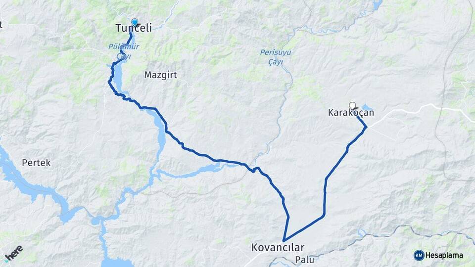 Tunceli Karakoçan Elazığ Arası Kaç Km - Yol Haritası