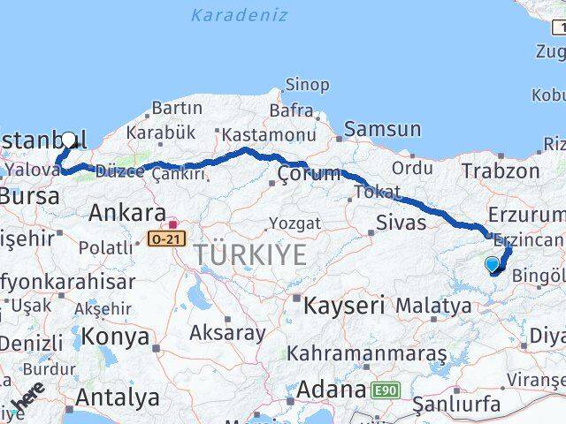 Tunceli Karasu Sakarya Arası Kaç Km - Yol Haritası