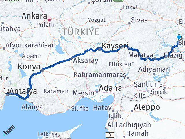 Tunceli Kepez Antalya Arası Kaç Km - Yol Haritası