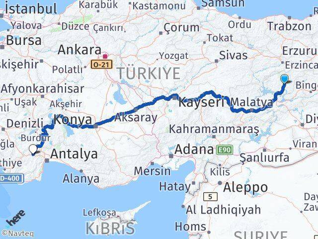 Tunceli Korkuteli Antalya Arası Kaç Km - Yol Haritası