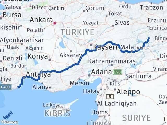 Tunceli Kumluca Antalya Arası Kaç Km - Yol Haritası