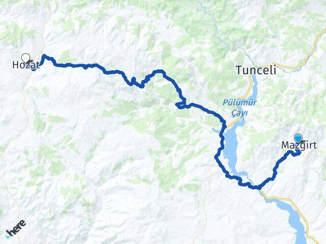 Tunceli Mazgirt Hozat Arası Kaç Km - Yol Haritası