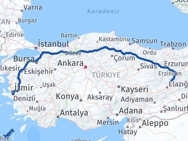 Tunceli Menderes İzmir Arası Kaç Km - Yol Haritası
