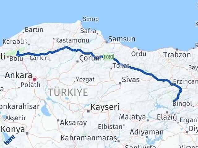 Tunceli Mengen Bolu Arası Kaç Km - Yol Haritası