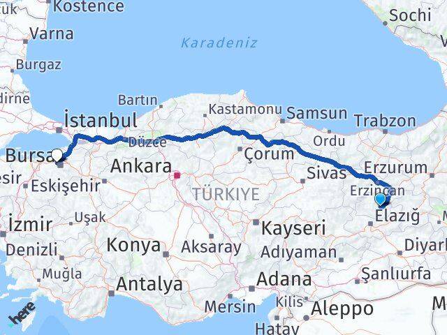 Tunceli Nilüfer Bursa Arası Kaç Km - Yol Haritası