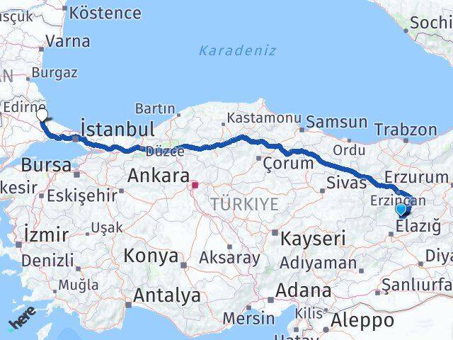 Tunceli Saray Tekirdağ Arası Kaç Km - Yol Haritası