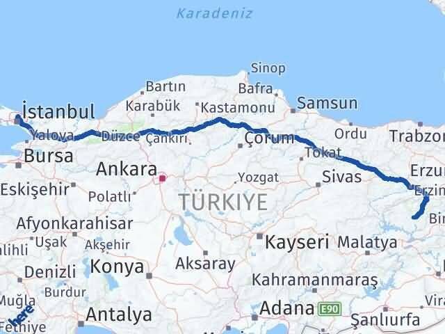 Tunceli Sarıyer İstanbul Arası Kaç Km - Yol Haritası
