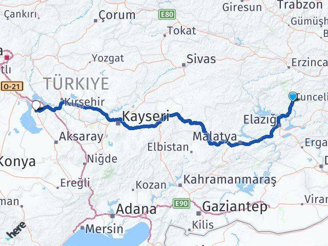 Tunceli Şereflikoçhisar Ankara Arası Kaç Km - Yol Haritası