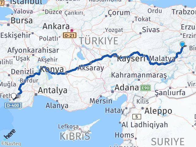 Tunceli Seydikemer Muğla Arası Kaç Km - Yol Haritası