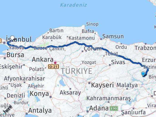 Tunceli Şile İstanbul Arası Kaç Km - Yol Haritası