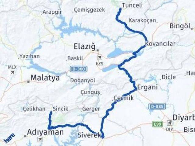 Tunceli Sincik Adıyaman Arası Kaç Km - Yol Haritası