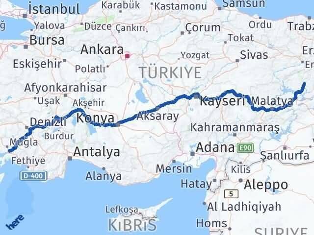 Tunceli Ula Muğla Arası Kaç Km - Yol Haritası