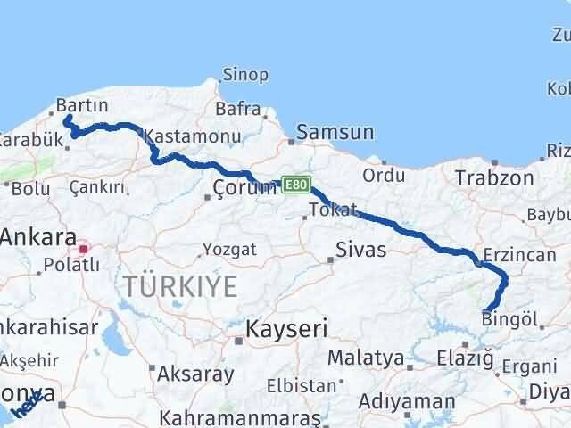 Tunceli Ulus Bartın Arası Kaç Km - Yol Haritası