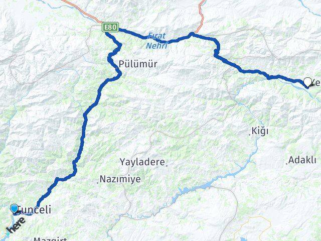 Tunceli Yedisu Bingöl Arası Kaç Km - Yol Haritası